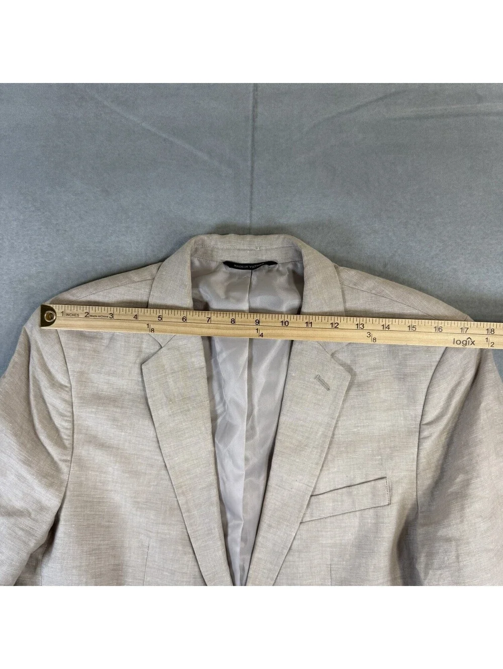Banana Republic Linen Cotton Blend Blazer Mens 40 Beige Tailored Slim Summer